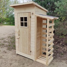 Садовый деревянный туалет с дровницей  "Хаус" 
